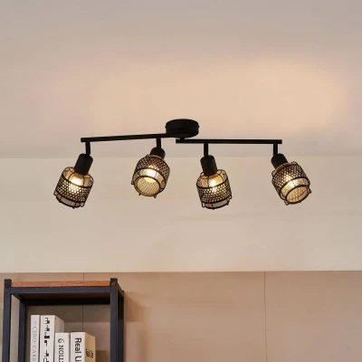 Afbeelding van Lindby buitenspot 4lichts ijzer H: 22.5 cm E14 zwart, goud