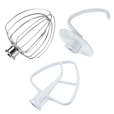 Afbeelding van 3 Delige Accessoireset voor KitchenAid 4,5 5 Quart Tilt Head Stand Mixers Artisan &amp; Classic Series van MMOBIEL Aluminium K45 6 Draads Garde, Platte Mixer en Deeghaak Enkel Handwas