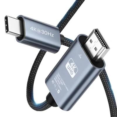 Afbeelding van MMOBIEL USB C naar HDMI Kabel 2m 4K@30Hz Gevlochten Thunderbolt 3 Adapter Geschikt voor MacBook Pro / Air, iPhone 15, iPad Pro, iMac, Samsung Galaxy, Chromebook, enz. Aluminium