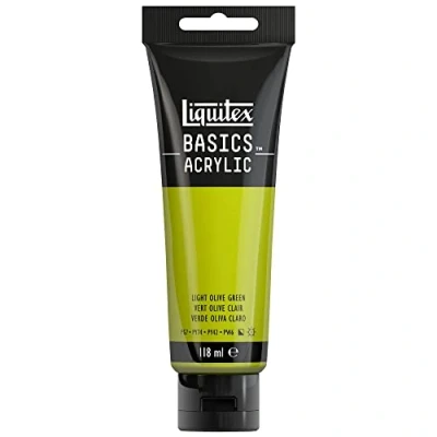 Afbeelding van Liquitex Basics 8870064 Monopigmenteerde acrylverf, kunstenaarspigmenten, lichtecht, gemiddelde viscositeit, archiefkwaliteit, zijdeglanzende afwerking, 118ml Light Olive Green
