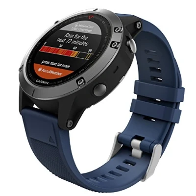 Afbeelding van MoKo Strap Compatible with Garmin Fenix 7/7 Pro/6/6 Pro/5/5 Plus/Forerunner 965/955/945/Instinct Solar/Instinct 2, Quick Fit 22mm Silicone Replacement Sport Watch Band, Midnight Blue