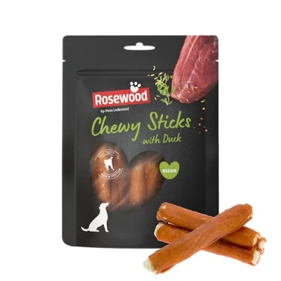 Afbeelding van Rosewood Chewy Sticks Eend Medium Kauwsticks met en Runderhuid, Kauwsnack voor Honden, Ondersteunt Gebitsverzorging, Zonder Granen, Kunstmatige Toevoegingen, 100 g
