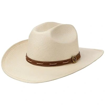 Afbeelding van Stetson Edcouch Western Toyo Strohoed Heren zonnehoed cowboyhoed zomer hoed met leren band voor Lente/Zomer XL (60 61 cm) naturel