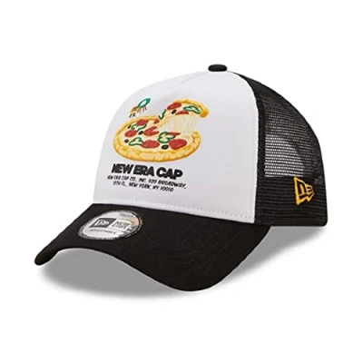 Afbeelding van New Era Truckerkappe, Cap, Basecap Pizza Food Pack Kollektion weiß, schwarz Snapback Verschluss One Size