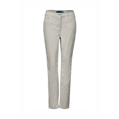 Afbeelding van Broek in velvet look, zacht zilver, 32W / 30L