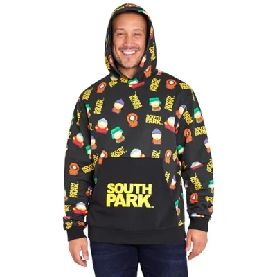 Afbeelding van South Park Hoodie voor heren, comfortabel, stijlvol sweatshirt met capuchon grappige cadeaus hem, Zwart/Multi, M