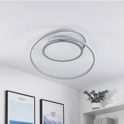 Afbeelding van Lucande LED plafondlamp met dimmer 1licht ijzer, aluminium, kunststof H: 6 cm zilver Inclusief lichtbron