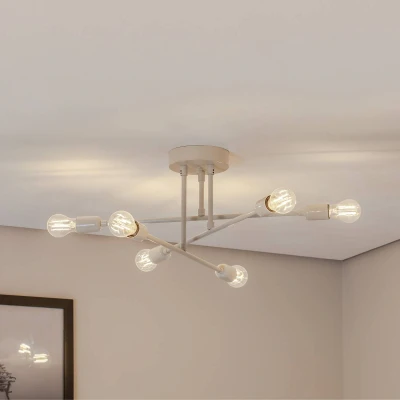 Afbeelding van Opviq Bloem 177 plafondlamp, crème wit, metaal, 6 lamps