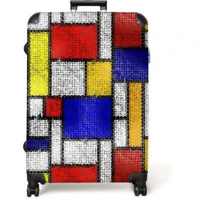 Afbeelding van NoBoringSuitcases.com® Koffer groot Reiskoffer lichtgewicht Patroon Kunst Mondriaan abstract Rolkoffer met 4 wielen Grote trolley XL 98 liter bagage