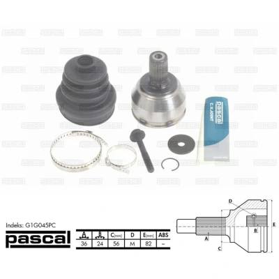 Afbeelding van Homokineet reparatie set, aandrijfas PASCAL G1G045PC