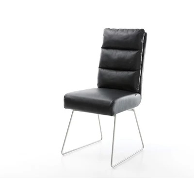 Afbeelding van Gestoffeerde stoel Pela Flex slipframe roestvrij staal echt leer zwart