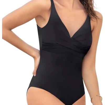 Afbeelding van Slimming Cross Front Swimsuit Black