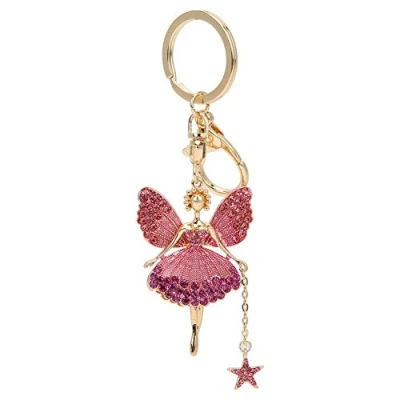 Afbeelding van Schattig Ballet dansend meisje opknoping sleutelhanger vrouw Rhinestone Ballerina zakje auto charme handtas
