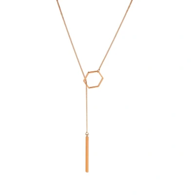 Afbeelding van Rosé Goud Plated Ketting met hexagon en staafje