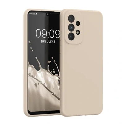 Afbeelding van kwmobile telefoonhoesje geschikt voor Samsung Galaxy A33 5G Hoesje met siliconen coating Smartphone case in crème