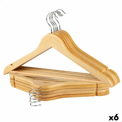 Afbeelding van Kleerhangerset Max Home Natuurlijk Hout Staal 44,5 x 23 1 cm 10 Onderdelen (6 Stuks)