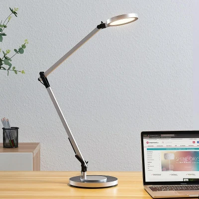 Afbeelding van Lindby LED burealamp Rilana met dimmer, zilver