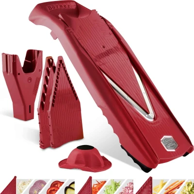 Afbeelding van Börner Mandoline V5 Starter 5 delige set 6 snijdiktes Geschikt als Frietsnijder BPA vrij en Roestvrij Rood