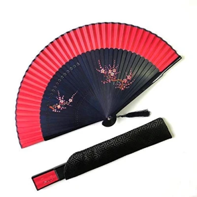 Afbeelding van Eastern Wind Japanse Chinese ventilator Vouwventilator met Bamboe voor Vrouwen, Hand fans vrouwen Bruiloft 8.3&quot; (Blauw)