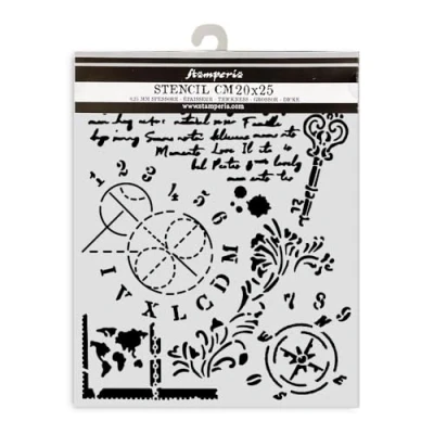 Afbeelding van Stamperia Alterego Thick Stencil 20x25cm Key, Numbers (KSTD171)