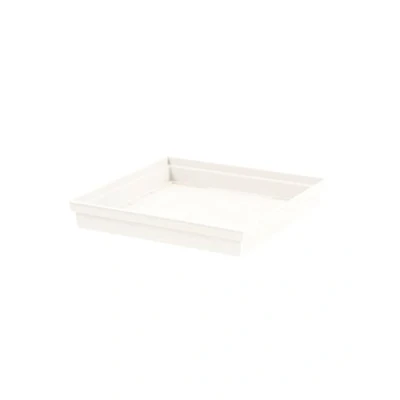 Afbeelding van Bloempot kunststof onderschaal Toscane wit vierkant L33 x B33 H5 cm Plantenpotten