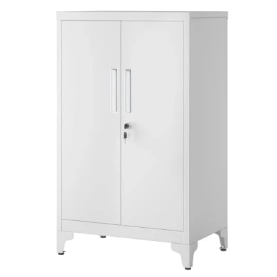Afbeelding van SONGMICS Archiefkast, multifunctionele kast, kantoorkast met 2 deuren, afsluitbare stalen opbergkast, voor studeerkamer, woonkamer, matgrijs OMC012G01