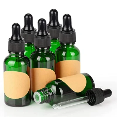 Afbeelding van stonylab 6 Pack Glazen Druppelflesje, Lege Fles met Druppelaar, Binnenste Plug en Label voor Etherische Oliën Aromatherapie Geuren (30 ml, Groen)