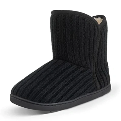 Afbeelding van Polar Womens Memory Foam Rits Faux Fur Bedekte Rubberen Zool Indoor Outdoor Gezellige Luxe Boot Slippers, Zwarte Cardy, 39 EU