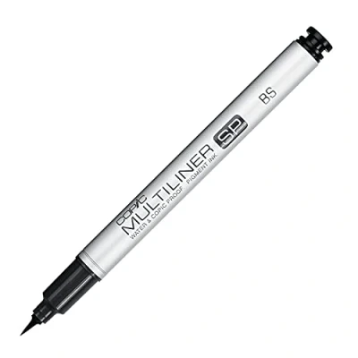 Afbeelding van Copic Multiliner SP black Brush, aluminium fineliner met penseelpunt, zwart, watervaste pigmentinkt voor schetsen, tekeningen en illustraties