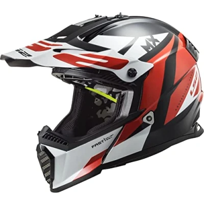 Afbeelding van LS2, Crosshelmen motorfiets Fast evo strike zwart wit rood, S