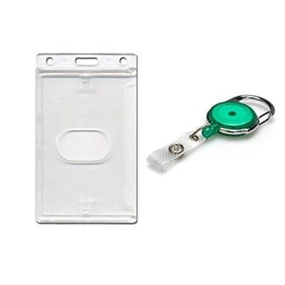 Afbeelding van ID kaarthouder Verticaal gesloten en Premier Yo Intrekbare sleutelclip Green Reel and Vertical Enclosed Holder Groen