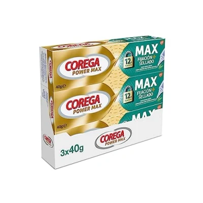 Afbeelding van Corega Max fixatie + verzegeling, fixeercrème voor tandprothese, blijft tot 12 uur zitten, muntsmaak, 3 x 40 g