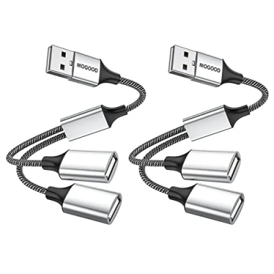 Afbeelding van USB splitterkabel MOGOOD en splitteradapter Dubbele 2.0 voedingskabelverlenging voor opladen/gegevensoverdracht poortverlengingshub Datasplit adapter