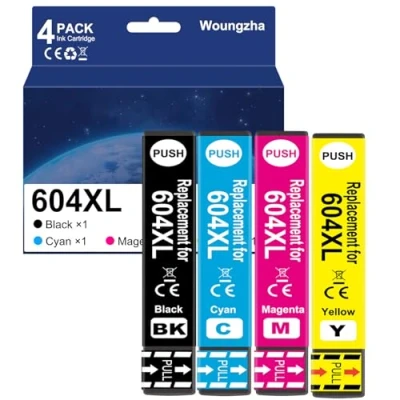 Afbeelding van Woungzha 604XL inktpatronen, compatibel met Epson 604 XL voor Expression Home XP 2205 4200 3200 3205 2200 4205 Workforce WF 2935 2930 2910 2950DWF (4 stuks)