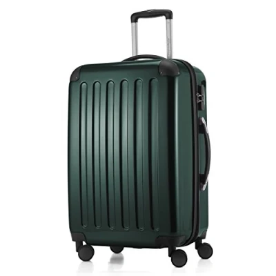 Afbeelding van HAUPTSTADTKOFFER ALEX koffer met harde schaal, trolley, rolkoffer, reiskoffer, 4 dubbele wielen, uitbreiding, bosgroen, 65 cm,