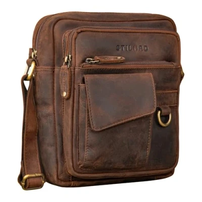 Afbeelding van STILORD &#039;Ryan&#039; Schoudertas Mannen Lederen Kleine Tas Crossbody Bag Vintage Geval 9.7 &#039;iPad Zak Boodschapper Echt lederen, Kleur:veleta bruin