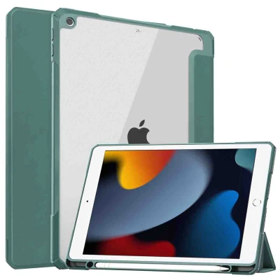 Afbeelding van Apple iPad 10.2 (2020) Hoes: iMoshion Trifold Hardcase Bookcase Shockproof/Valbescherming Hardcase,Bookcase Groen Kunststof Tablet Hoezen