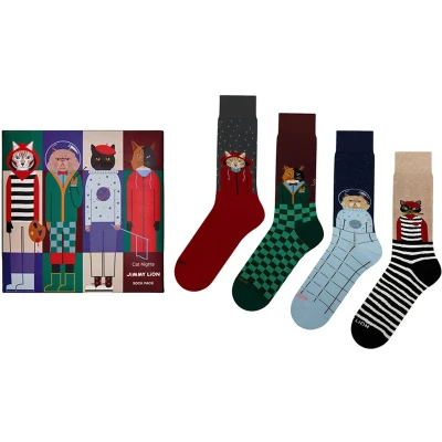 Afbeelding van Jimmy Lion giftbox 4P sokken cat nights multi 36 40