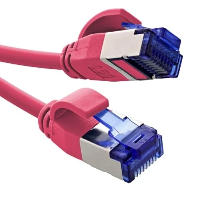 Afbeelding van InLine® Patch cable slim, Cat.6A, S/FTP, TPE (LSZH) flexible, PoE, magenta, 10m