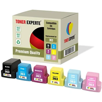 Afbeelding van TONER EXPERTE® Set van 6 Inktpatronen Compatibel met 363 voor Photosmart C5180, C6150, C6180, C6280, C7180, C7280, C8180, 3110, 3210, 3310, 8250, D6160, D7160, D7260, D7460, 3210xi