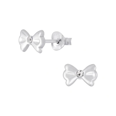 Afbeelding van JoyS Zilveren strikje oorbellen 7 x 4 mm kristal kinderoorbellen