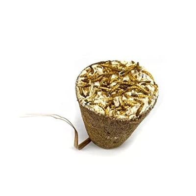 Afbeelding van Chubby Suet Gevulde Kokos Fibre Bell Gegoten Met Pinda&#039;s of Meelwormen Voor Wilde Vogels 200g (Meelwormen, Single)