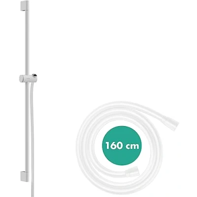 Afbeelding van hansgrohe unica 90 cm met push schuifstuk en doucheslang mat wit 24401700