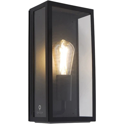 Afbeelding van QAZQA Industriële buiten wandlamp zwart IP44 met glas Rotterdam