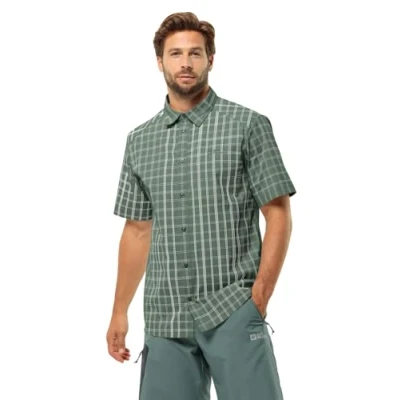 Afbeelding van Jack Wolfskin Norbo SS Overhemd, Heren, Maat: XL, Hedge green checks