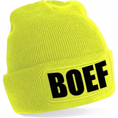 Afbeelding van Bellatio Decorations Boef muts/beanie met pompon onesize geel