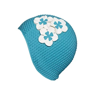 Afbeelding van Fashy Dames Luftfyldt gummihætte med blomster badmuts, aqua, eenheidsmaat EU