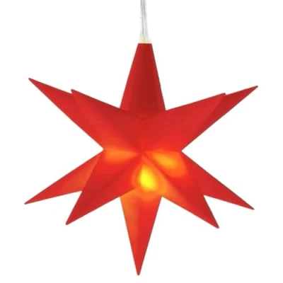 Afbeelding van Kerstster 3D warm wit verlicht 12 cm met timer rood LED decoratieve lichtster op batterijen ster kerstdecoratie vensterdecoratie Kerstmis advent winter decoratie verlichting