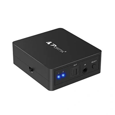 Afbeelding van PORTTA Toslink 2x1 switch/SPDIF digitale optische audio switcher met afstandsbediening 2 ingangen 1 uitgang ondersteunt 5.1CH / LPCM2.0 DTS/Dolby AC3 voor PS3 dvd speler
