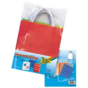 Afbeelding van Folia Papieren Kraft Zak, 110 125 G/m², Geassorteerde Kleuren, Pak Van 10 Stuks Zakjes